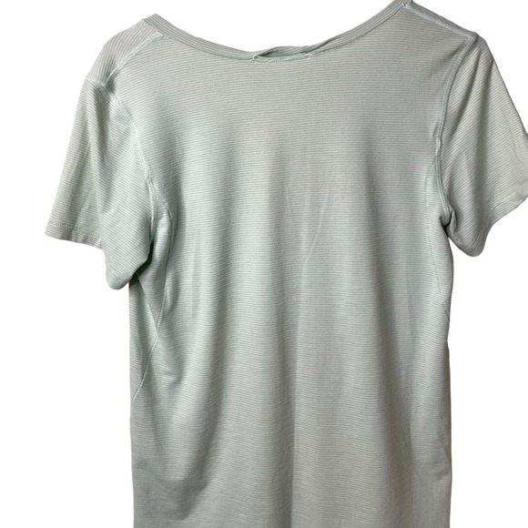 Lululemon Light Aqua Blue Wee Stripe V-Neck Athletic Short Sleeve T-Shirt 6 - Picture 6 of 7